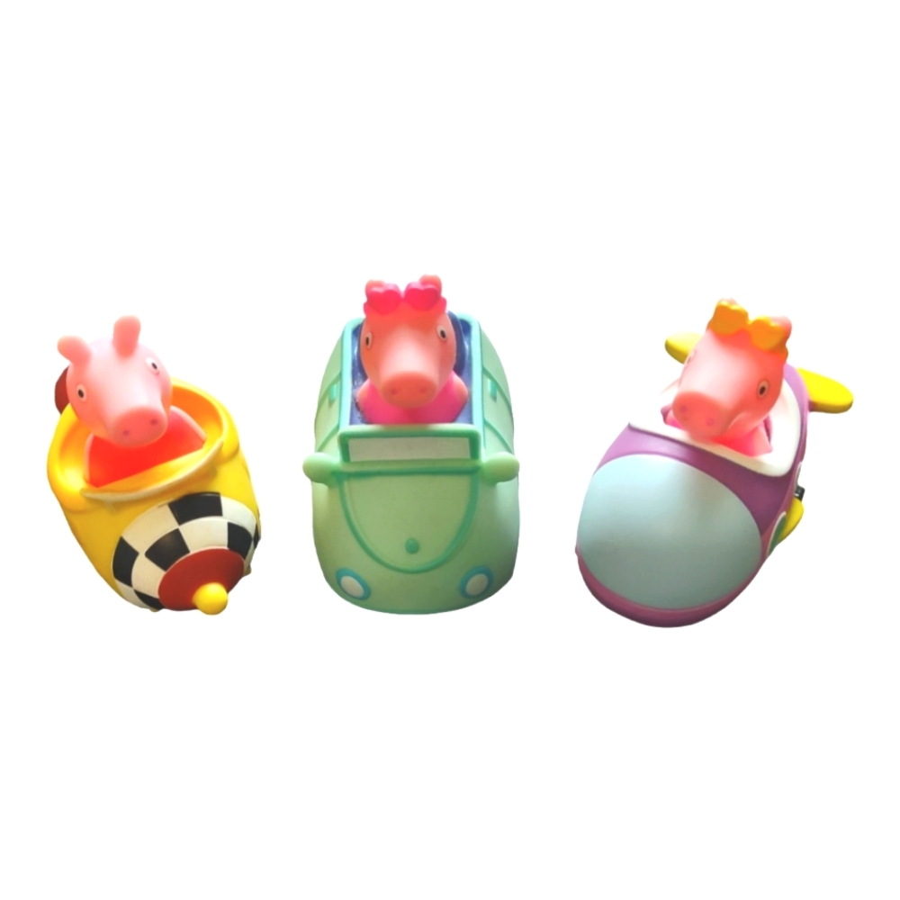 Vintage Peppa the Pig Vehicle and Plane Bundle of 3 Multicolor Toy Collectibles